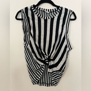 Zara, black and white stripes, sleeveless, crewneck blouse, great condition, S